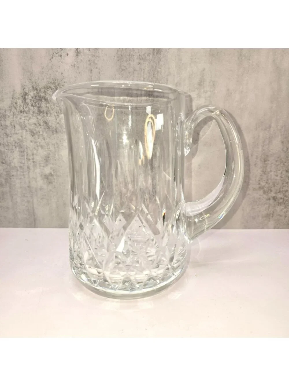 Glass Pitcher With Handle Diamond Pattern Vintage Waterford Lismore? CM2321